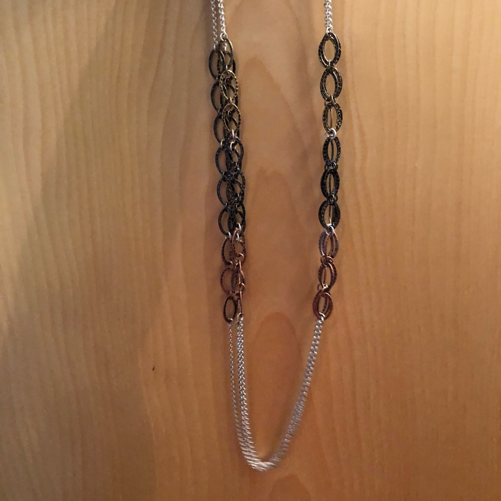 Long mixed metal necklace